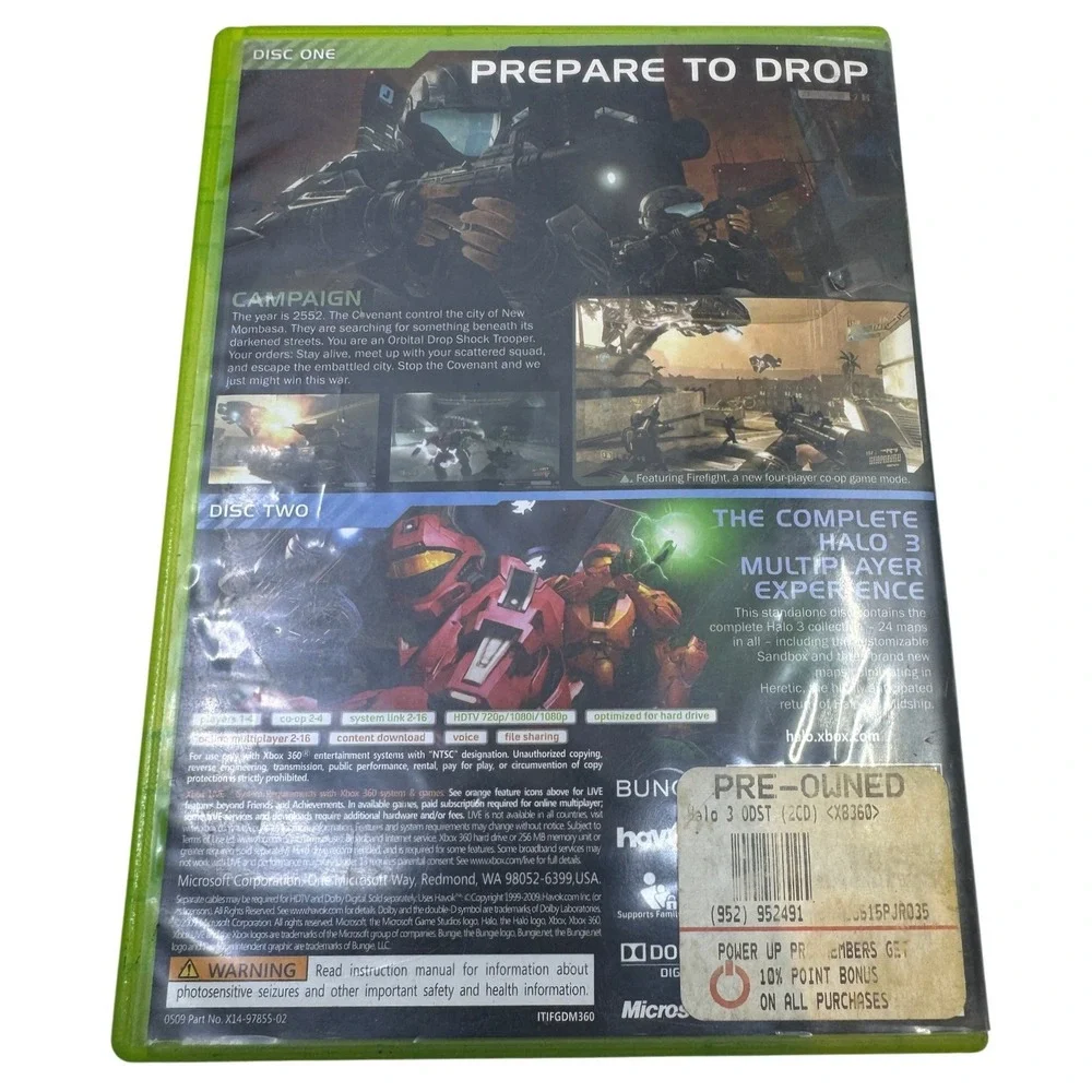 Halo 3 ODST Xbox 360 Video Game 2-Disc Set Microsoft Bungie 2009